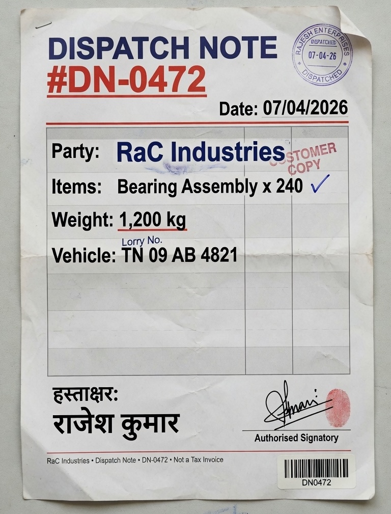Dispatch note DN-0472